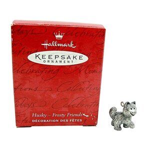 Husky Frosty Friends Pewter Miniature Mini Dog Pendant Hallmark Keepsake 2000